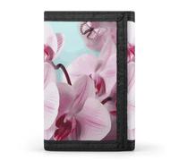 DWTJKMS Portafoglio minimalista da uomo con orchidea e fiori e farfalle, portafoglio sottile a tre pieghe, alla moda, portafoglio antifurto per carte e contanti