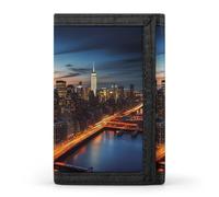 DWTJKMS Portafoglio minimalista da uomo con paesaggi di New York City, portafoglio sottile a tre ante portafoglio alla moda moderno portafoglio antifurto per carte e contanti