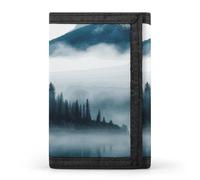 DWTJKMS Portafoglio minimalista da uomo con paesaggio nebbioso montagne sottili portafogli a tre ante portafogli alla moda moderno portafoglio antifurto contiene carte e contanti