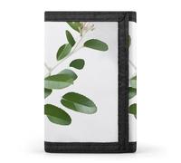 DWTJKMS Portafoglio minimalista da uomo con ramoscello verde naturale bianco sottile a tre ante portafogli alla moda moderno portafoglio antifurto per carte e contanti