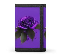 DWTJKMS Portafoglio minimalista da uomo con stampa rosa viola portafoglio sottile a tre ante portafogli alla moda moderno portafoglio antifurto per carte e contanti