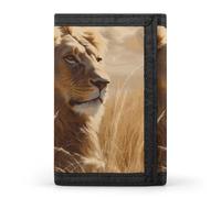 DWTJKMS Prairie Lion Portafoglio minimalista da uomo sottile a tre ante portafogli alla moda moderno portafoglio antifurto per carte e contanti
