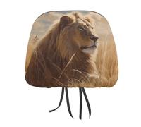 DWTJKMS Prairie Lion - Set di 2 copri poggiatesta per auto, regolabili, riutilizzabili, accessori per interni auto, stile vintage, adatti per la maggior parte delle auto