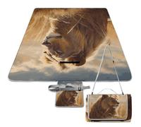 DWTJKMS Prairie Lion - Tappetino da picnic pieghevole, impermeabile, con borsa per la spesa, grande, 147,3 x 147,3 cm, coperta da campeggio per spiaggia, parco, viaggi