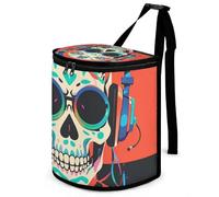 DWTJKMS Punk Rock Auricolari Skull Car Trash Can con coperchio Grande capacità Appeso Auto Trash Bin a prova di perdite Impermeabile Cestino Auto Must Haves Accessori interni