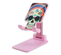 DWTJKMS Punk Rock - Supporto per telefono cellulare con teschio e doppio pieghevole, regolabile in altezza, portatile, supporto per cellulare da scrivania, adatto a tutti gli smartphone, colore: rosa