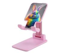 DWTJKMS Rainbow Rabbit - Supporto per telefono cellulare, pieghevole, regolabile in altezza, portatile, per tutti gli smartphone, colore: rosa