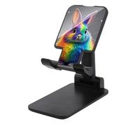 DWTJKMS Rainbow Rabbit - Supporto per telefono cellulare, pieghevole, regolabile in altezza, portatile, per tutti gli smartphone, colore: nero