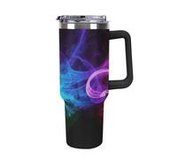 DWTJKMS Rainbow Smoke - Bicchiere in acciaio inox da 1,18 l, a prova di perdite, grande capacità, con manico, cannuccia a doppia parete, isolamento sottovuoto, riutilizzabile, mantiene freddo o caldo