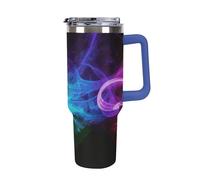 DWTJKMS Rainbow Smoke - Bicchiere in acciaio inox da 1,18 l, a prova di perdite, grande capacità, con manico, cannuccia a doppia parete, isolamento sottovuoto, riutilizzabile, mantiene freddo o caldo