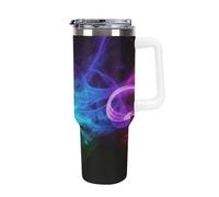 DWTJKMS Rainbow Smoke - Bicchiere in acciaio inox da 1,18 l, a prova di perdite, grande capacità, con manico, cannuccia a doppia parete, sottovuoto, riutilizzabile, mantiene freddo o caldo, stile