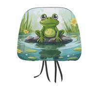 DWTJKMS Rana in uno stagno copertura per poggiatesta auto, regolabile, riutilizzabile, accessorio per sedile interno auto, carino vintage, protezione per poggiatesta auto, 1 pezzo, per la maggior