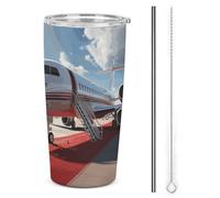 DWTJKMS Red Carpet Airplane Car Cups with Straw Insulated Stainless Steel Tumblers Leakproof Metal Coffee Mugs with Lid Large Capacity Water Bottles Gift for Women Men