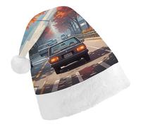 DWTJKMS Red Maples on the Roadside Santa Hat Classic Christmas Hat Thicken Xmas Party Hat Funny Holiday Cap for Unisex Adults