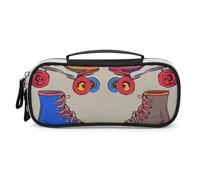 DWTJKMS Retro Colorful Pattini A Rullo In Pelle Trucco Borsa Portatile Piccolo Organizzatore Cosmetico Impermeabile Borse Da Toilette Pennelli Matite E Viaggio Trucco Accessori