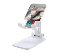 DWTJKMS Retro Pattini a rotelle colorato supporto per telefono cellulare doppio pieghevole, regolabile in altezza supporto per cellulare portatile supporto da tavolo per cellulare si adatta a tutti