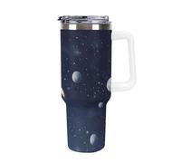 DWTJKMS Rocket in Space - Bicchiere in acciaio inox da 1,18 l, a prova di perdite, grande capacità, con manico, cannuccia a doppia parete, isolamento sottovuoto, riutilizzabile, mantiene freddo o