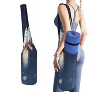 DWTJKMS Rocket in Space - Borsa per tappetino da yoga, in tela resistente, con tasca per bottiglia d'acqua e tasca inferiore bagnata, adatta alla maggior parte dei tappetini da yoga