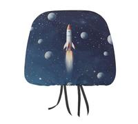 DWTJKMS Rocket in Space - Copertura per poggiatesta auto, regolabile, riutilizzabile, accessorio per interni auto, stile vintage, per la maggior parte delle auto, 1 pezzo