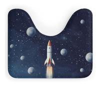 DWTJKMS Rocket in Space - Tappetino da bagno a forma di U, ad asciugatura rapida, assorbente, antimacchia, antiscivolo, per base WC ovale