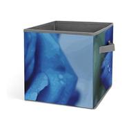 DWTJKMS Romantico organizer a forma di cubo con rose blu, pieghevoli, in tessuto spesso, per coperte, vestiti, adatto per casa, ufficio, guardaroba, abbigliamento e giocattoli