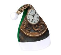 DWTJKMS Rusty Steampunk Clock Cappello di Babbo Natale Classico Pelliccia Cappello di Natale Addensare Cappello di Natale con Paillettes Divertente Vacanza Inverno