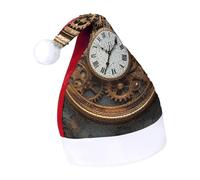 DWTJKMS Rusty Steampunk Clock Cappello di Babbo Natale Classico Pelliccia Cappello di Natale Addensare Cappello di Natale con Paillettes Divertente Vacanza Inverno