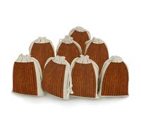 DWTJKMS Sacchetti regalo con motivo legno marrone, 8 pezzi, portatili, piccoli, con coulisse, riutilizzabili, in cotone e lino, per matrimoni, viaggi, ufficio, allenamento (unisex)