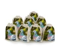 DWTJKMS Sacchetti regalo con piccione grigio, 8 pezzi, piccoli, portatili, con coulisse, riutilizzabili, in cotone e lino, per matrimoni, viaggi, ufficio, allenamento (unisex)