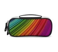 DWTJKMS Sacchetto di trucco del cuoio della striscia di colore dell'arcobaleno portatile piccolo organizzatore cosmetico impermeabile borse da toilette pennelli matite e accessori da viaggio trucco