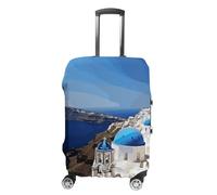 DWTJKMS Santorini - Copertura per bagagli semplice e generosa, motivo isola greca, con vista sul mare, copertura antipolvere lavabile, resistente ai graffi, per valigie da 48-81 cm, Stile:, S