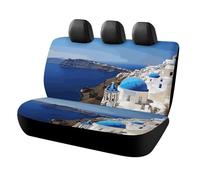 DWTJKMS Santorini - Coprisedile per auto, motivo isola greca, vista mare, antiscivolo, per sedile posteriore, durevole, antigraffio, misura universale, adatto per auto, camion e SUV