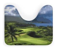 DWTJKMS Scenic Hawaii Golf Tropical Bath Mats - U Shape Quick Dry Tappetino da bagno assorbente antimacchia Tappetino da bagno antiscivolo per base WC ovale