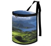 DWTJKMS Scenic Hawaii Golf Tropical Car Trash Can con coperchio Grande capacità Appeso Auto Trash Bin a prova di perdite Impermeabile Pattumiera Auto Must Haves Accessori interni