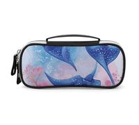 DWTJKMS Sea Animals Stingrays Borsa per il trucco in pelle Portatile Piccolo Organizzatore Cosmetico Impermeabile Borse da toeletta Pennelli Matite E Viaggio Trucco Accessori