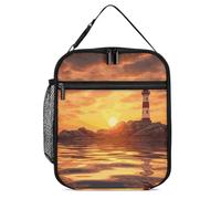 DWTJKMS Sea Lighthouse in Sunset Borsa termica per il pranzo, a prova di perdite, per uomini e donne, con manico, riutilizzabile, isolata, per ufficio, lavoro, picnic
