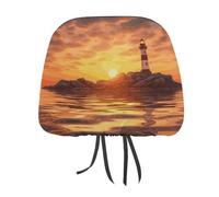 DWTJKMS Sea Lighthouse in Sunset Coprisedile per auto, regolabile, riutilizzabile, accessorio per sedile interno auto, grazioso stile vintage, protezione per poggiatesta auto, 1 pezzo, per la maggior