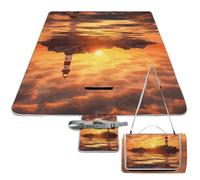 DWTJKMS Sea Lighthouse in Sunset tappetino da picnic, pieghevole, impermeabile, con borsa tote grande, tappetino da picnic all'aperto, 147,3 x 147,3 cm, coperta da campeggio per spiaggia, parco