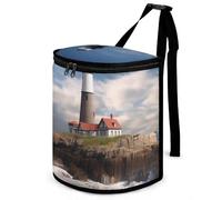 DWTJKMS Sea Lighthouse - Pattumiera per auto con coperchio, grande capacità, da appendere, a prova di perdite, impermeabile, accessori per interni