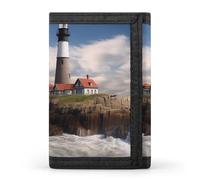 DWTJKMS Sea Lighthouse Portafoglio minimalista da uomo sottile a tre ante portafogli alla moda moderno portafoglio antifurto per carte e contanti
