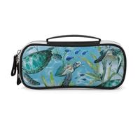 DWTJKMS Sea Turtle-Blue Leather Makeup Bag Portatile Piccolo Organizzatore Cosmetico Impermeabile Borse Da Toilette Pennelli Matite E Viaggio Trucco Accessori