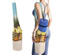DWTJKMS Seaside Beach - Borsa per tappetino da yoga con motivo geometrico a forma di ananas, in tela resistente, con tasca per bottiglia d'acqua e tasca inferiore bagnata, adatta alla maggior parte