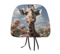 DWTJKMS Set di 2 copri poggiatesta per auto, con bella giraffa, regolabili, riutilizzabili, accessori per interni dell'auto, accessori per poggiatesta auto, in stile vintage, per la maggior parte