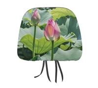 DWTJKMS Set di 2 copri poggiatesta per auto, con bellissimi fiori di loto, regolabili, riutilizzabili, accessori per interni dell'auto, accessori per poggiatesta auto, in stile vintage, per la maggior