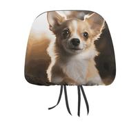 DWTJKMS Set di 2 copri poggiatesta per auto con chihuahua, regolabili, riutilizzabili, accessori per interni dell'auto, accessori per sedili auto, stile vintage, per la maggior parte delle auto