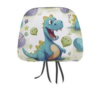 DWTJKMS Set di 2 copri poggiatesta per auto, con simpatico dinosauro, regolabili, riutilizzabili, accessori per interni auto, stile vintage, protezione per poggiatesta auto, per la maggior parte delle