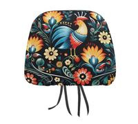 DWTJKMS Set di 2 copri poggiatesta per auto, motivo artistico polacco, regolabili, riutilizzabili, accessori per interni dell'auto, accessori per sedili interni auto, stile vintage, per la maggior