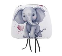 DWTJKMS Set di 2 copri poggiatesta per auto, regolabili, riutilizzabili, accessori per interni auto, con grazioso motivo a elefante, protezione per poggiatesta auto, in stile vintage, per la maggior