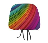 DWTJKMS Set di 2 copri poggiatesta per auto, regolabili, riutilizzabili, accessori per interni auto, motivo a righe arcobaleno, protezione per poggiatesta, per la maggior parte delle auto