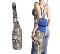 DWTJKMS Shih Tzu, borsa per tappetino da yoga per cani, in tela resistente, con tasca per bottiglia d'acqua e borsa per bagnata inferiore, si adatta alla maggior parte dei tappetini da yoga di
